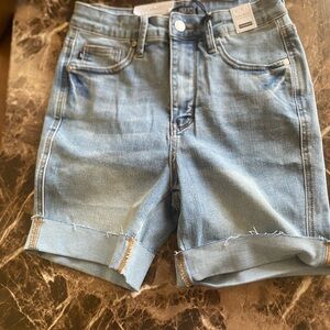 Judy Blue Light Blue Tummy Control high waisted Rolled Cuff Denim Shorts NWT SM